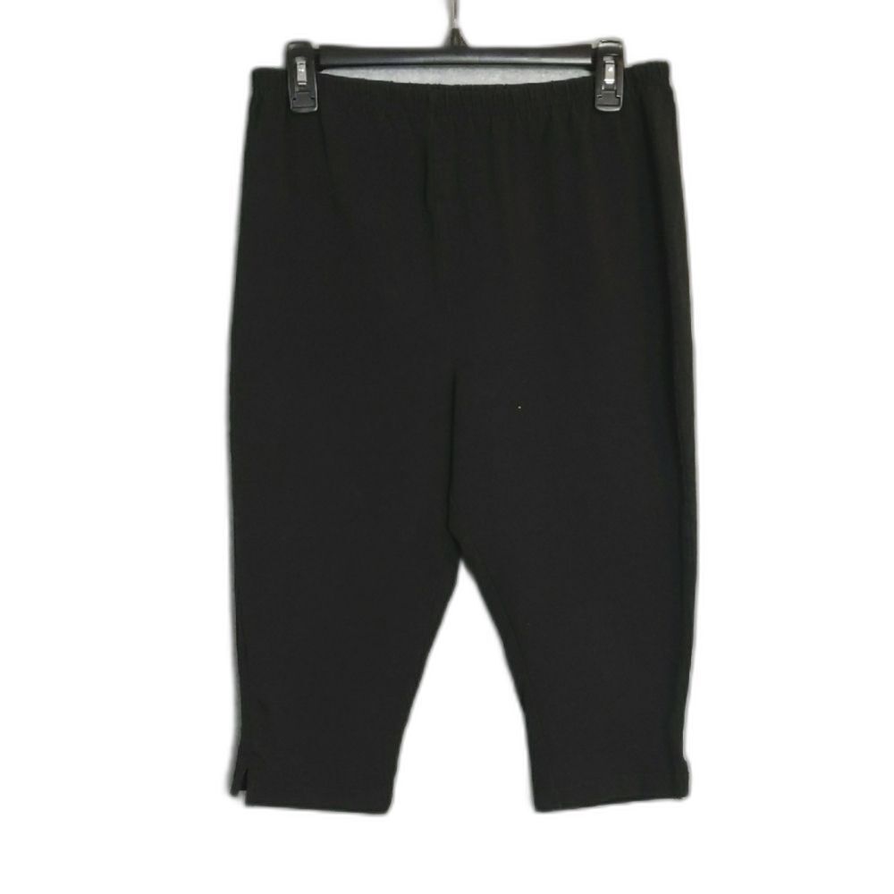 Roaman's Black Stretch Pull-On Capris Pants Women's L